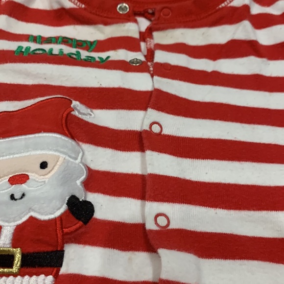 Koala Kids Christmas/Holiday Winter Santa Button Footless Pajama in Red/White - Picture 6 of 8